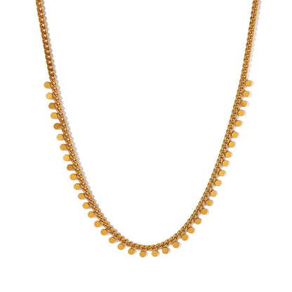 18K Gold Plated Titanium Steel Round Pendant Necklace | Elegant Fashion Jewelry