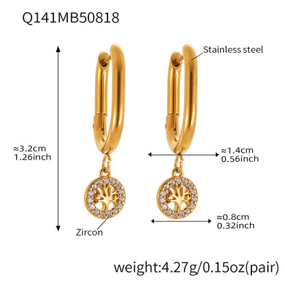 Stainless Steel Zircon Hoop Earrings Set – Creative Fashion Huggie Hoop Dangle Earrings | High-Quality Plated Jewelry