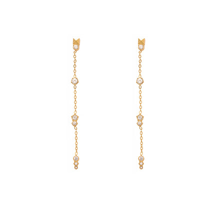 Stainless Steel Tassel Zircon Earrings – Elegant Geometric Dangle Chain Earrings | WANTI Jewelry