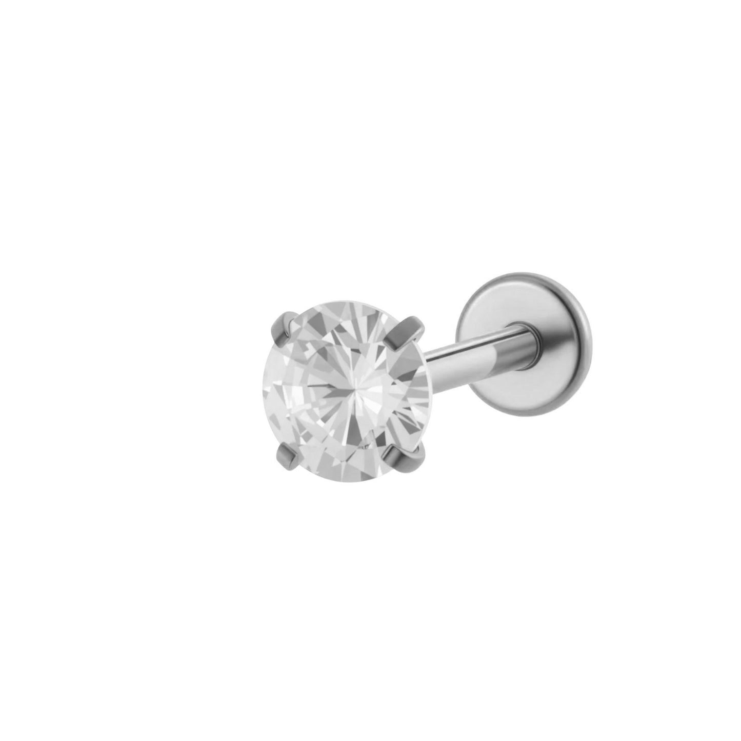 ASTM F136 Titanium 3MM CZ Internally Threaded Labret Stud – Heart, Star, Triangle, Square & Round Cartilage & Lip Piercing Jewelry