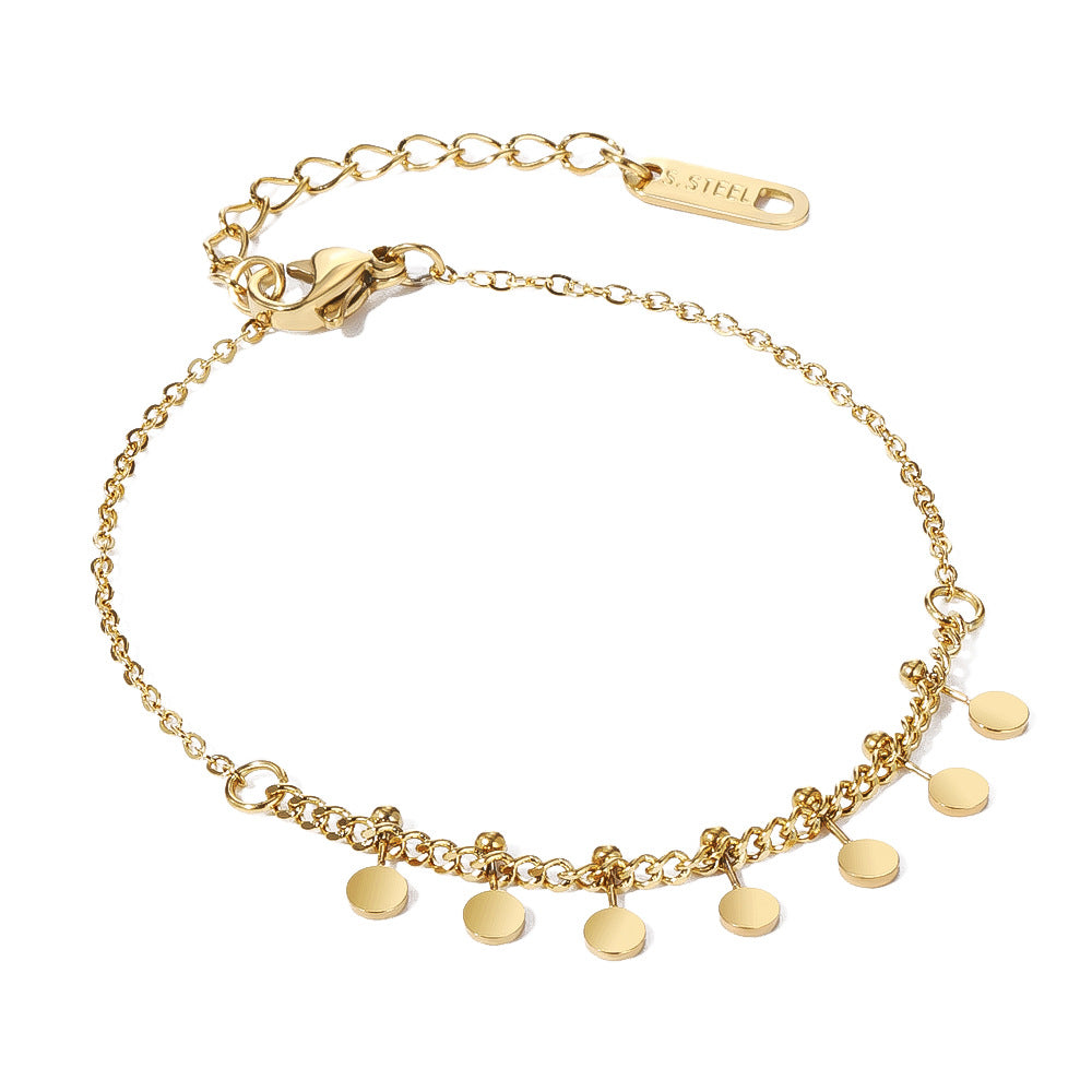 18K Gold Plated Stainless Steel Bohemian Natural Stone Beaded Evil Eye Bracelet | Layered Crystal Charm Bracelet Jewelry