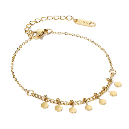 18K Gold Plated Stainless Steel Bohemian Natural Stone Beaded Evil Eye Bracelet | Layered Crystal Charm Bracelet Jewelry