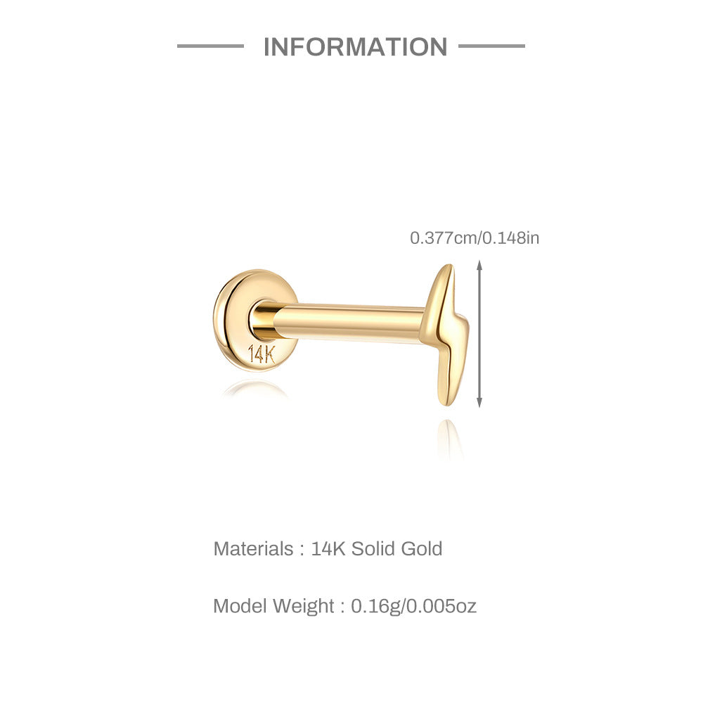 14K Gold Lightning Bolt Stud Earrings – Bold & Minimalist