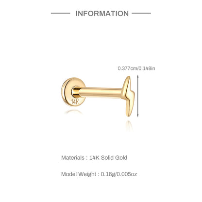 14K Gold Lightning Bolt Stud Earrings – Bold & Minimalist