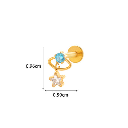 G23 Titanium Zircon-Set Butterfly, Heart, Pyramid, Star Internal Thread Lip & Cartilage Piercing Earrings