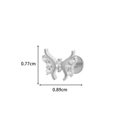 G23 Titanium Zircon-Set Butterfly, Heart, Pyramid, Star Internal Thread Lip & Cartilage Piercing Earrings
