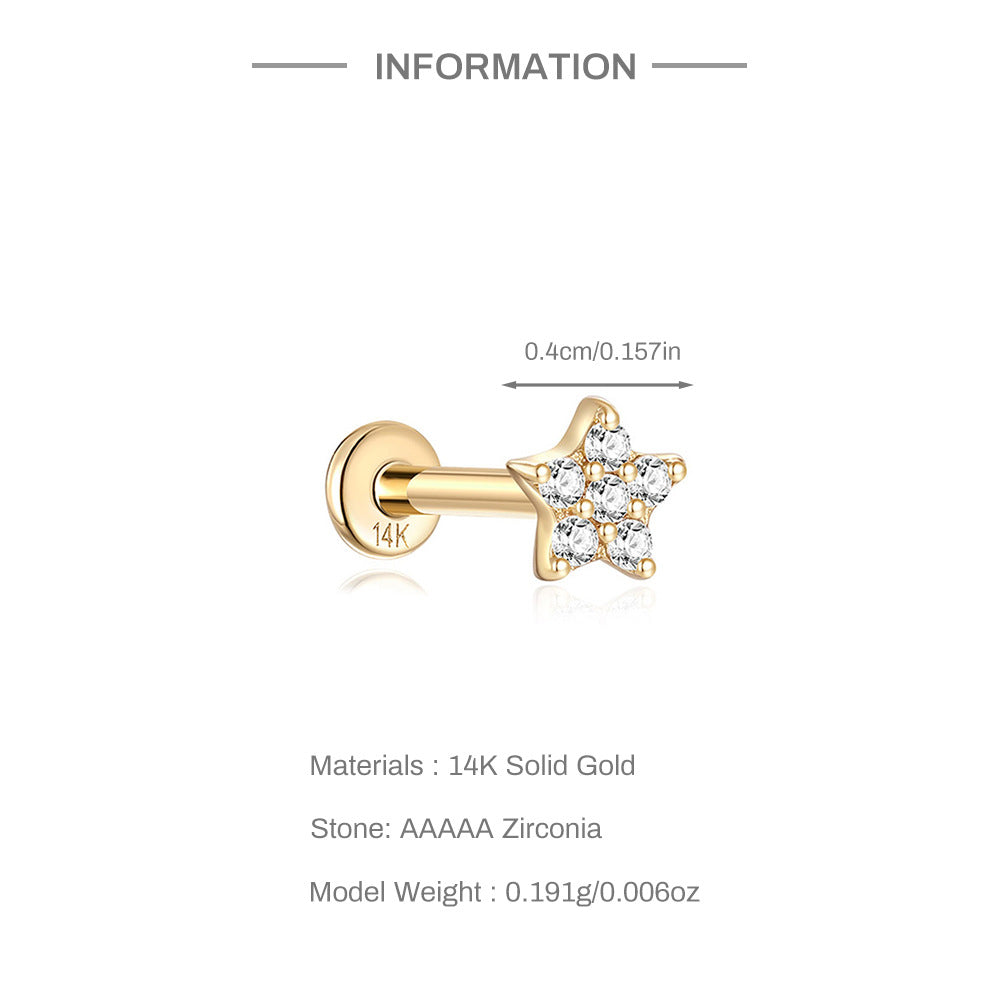 14K Gold Star Zircon Stud Earrings – Dainty, Hypoallergenic Sparkle