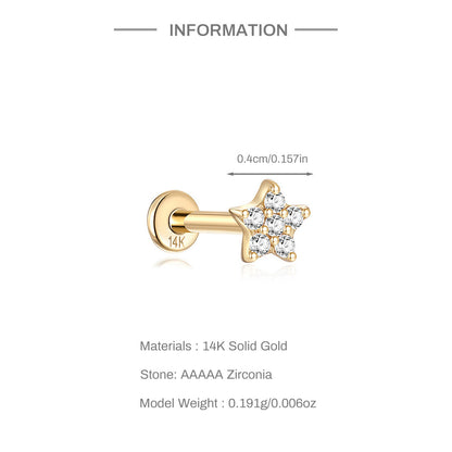 14K Gold Star Zircon Stud Earrings – Dainty, Hypoallergenic Sparkle