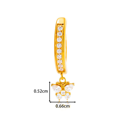 G23/F136 Titanium Butterfly Dangle Navel Ring Belly Button Piercing with Zircon – Fashion Body Jewelry in Gold & Silver