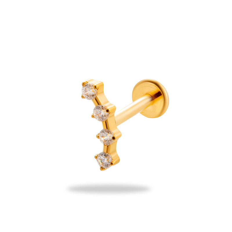 G23 Titanium Internally Threaded Labret Studs with Zircon – Cartilage & Lip Piercing Jewelry