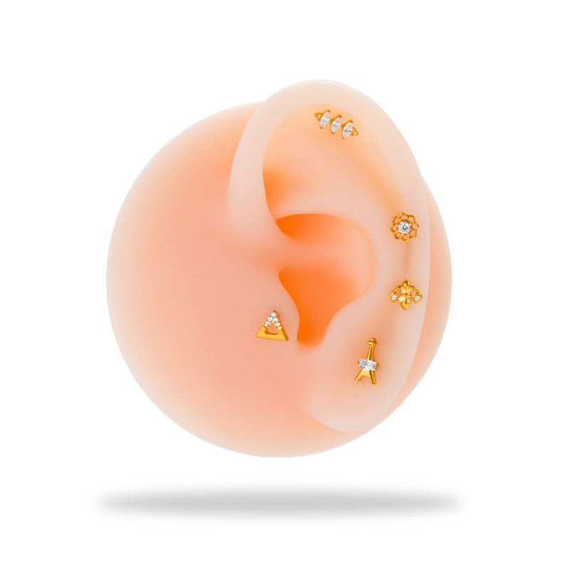 G23 Titanium Internally Threaded Labret Studs with Zircon – Cartilage & Lip Piercing Jewelry