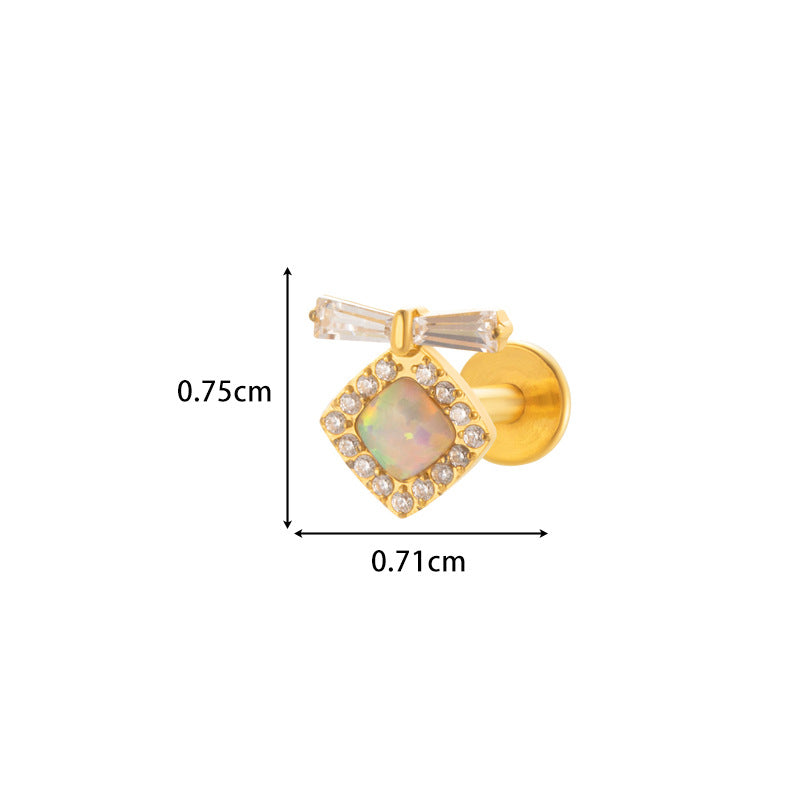 G23 Titanium Zircon-Set Butterfly, Heart, Pyramid, Star Internal Thread Lip & Cartilage Piercing Earrings