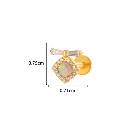 G23 Titanium Zircon-Set Butterfly, Heart, Pyramid, Star Internal Thread Lip & Cartilage Piercing Earrings