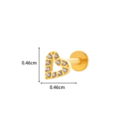 G23 Titanium Zircon-Set Butterfly, Heart, Pyramid, Star Internal Thread Lip & Cartilage Piercing Earrings