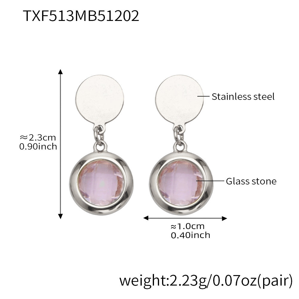 Candy Color Glass Stone Jewelry Set – Stainless Steel Necklaces, Bracelets & Earrings