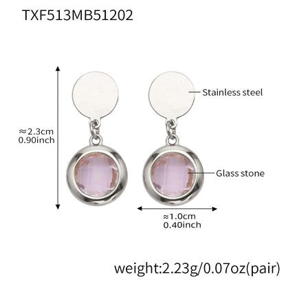 Candy Color Glass Stone Jewelry Set – Stainless Steel Necklaces, Bracelets & Earrings