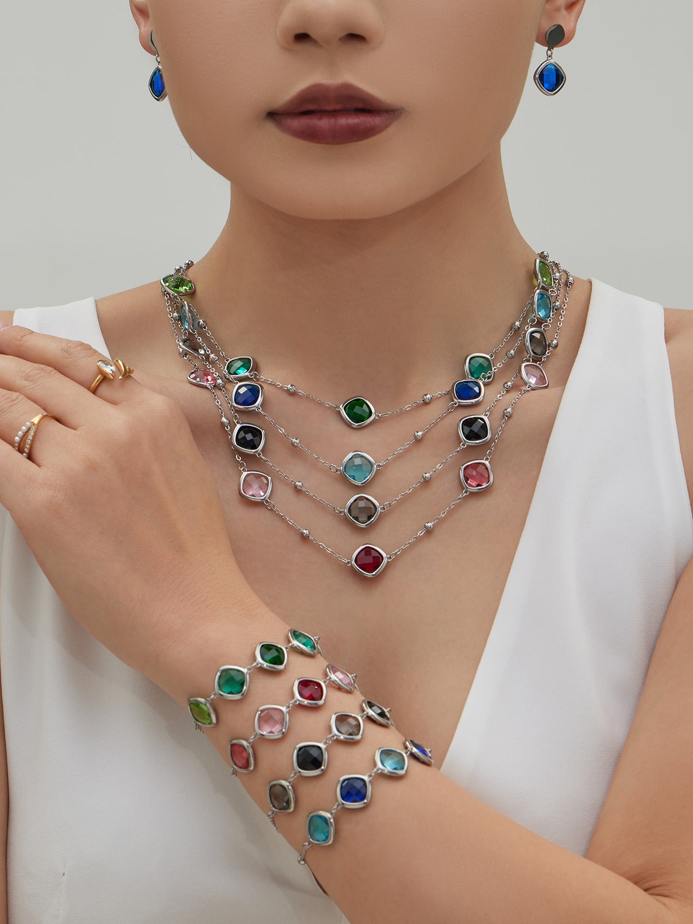 Modern Geometric Glass Jewelry | Stainless Steel Necklaces, Bracelets & Earrings