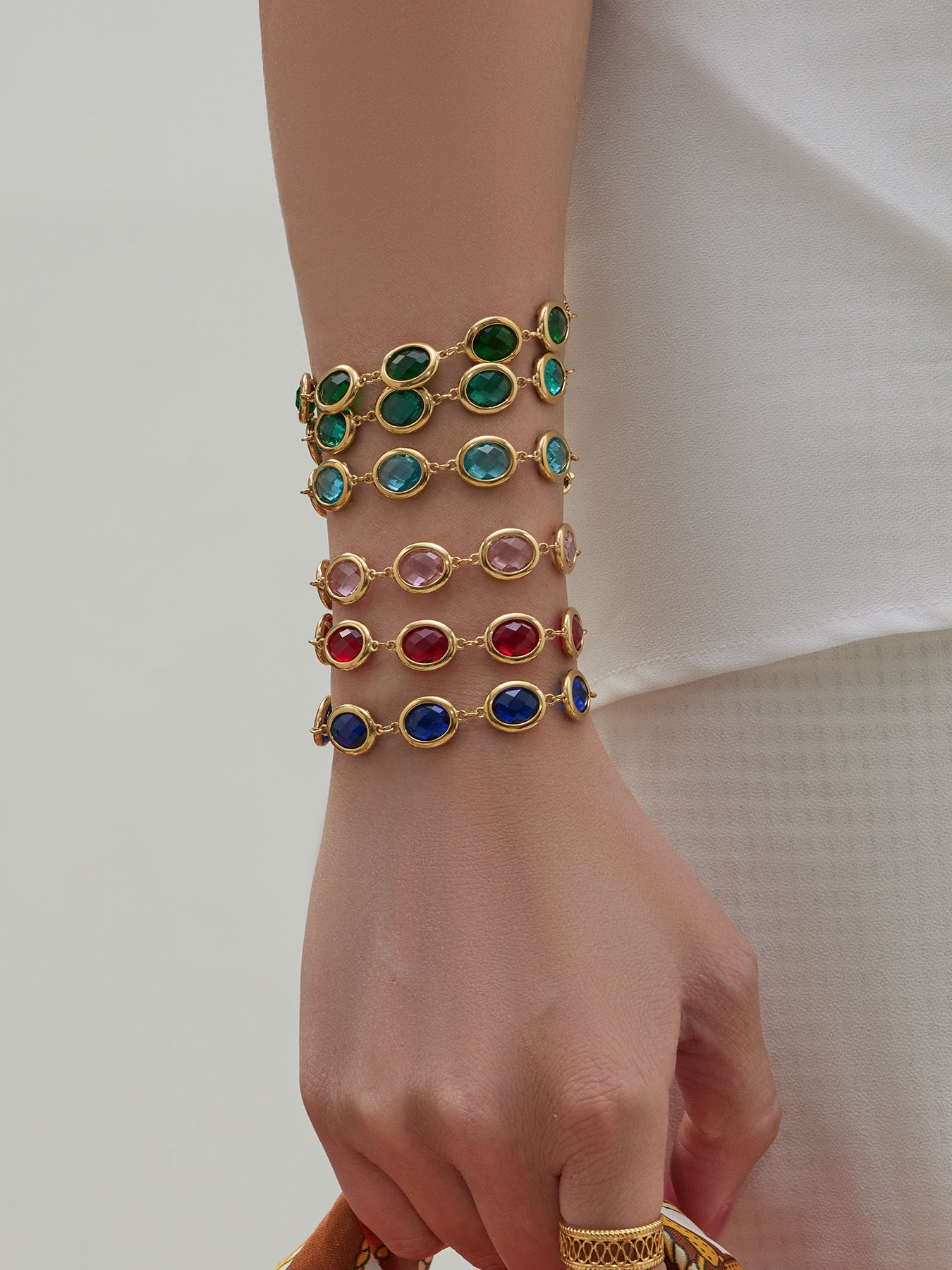 Candy Color Oval Glass Stone Necklace, Bracelet & Earrings Set – Stainless Steel | Fashion Jewelry | Colorful Minimalist Accessories