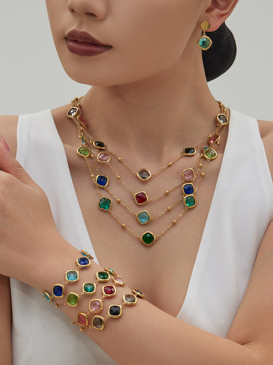 Modern Geometric Glass Jewelry | Stainless Steel Necklaces, Bracelets & Earrings