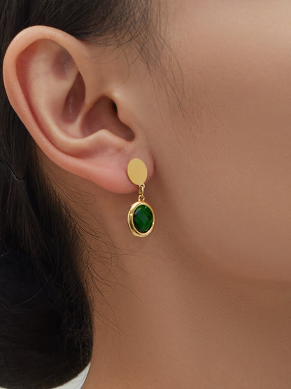 Candy Color Oval Glass Stone Necklace, Bracelet & Earrings Set – Stainless Steel | Fashion Jewelry | Colorful Minimalist Accessories