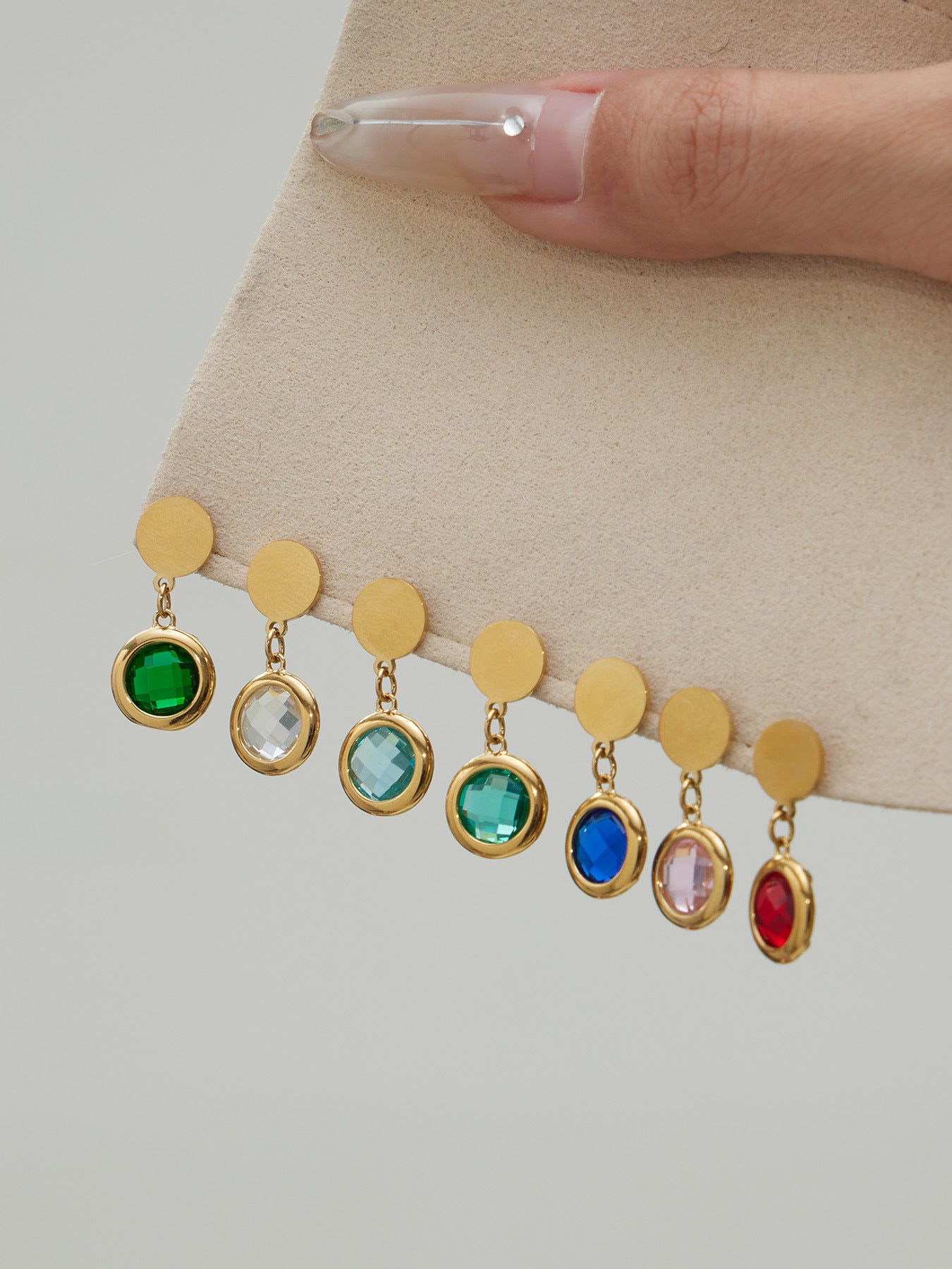 Candy Color Glass Stone Jewelry Set – Stainless Steel Necklaces, Bracelets & Earrings