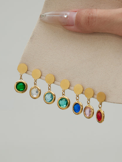 Candy Color Glass Stone Jewelry Set – Stainless Steel Necklaces, Bracelets & Earrings