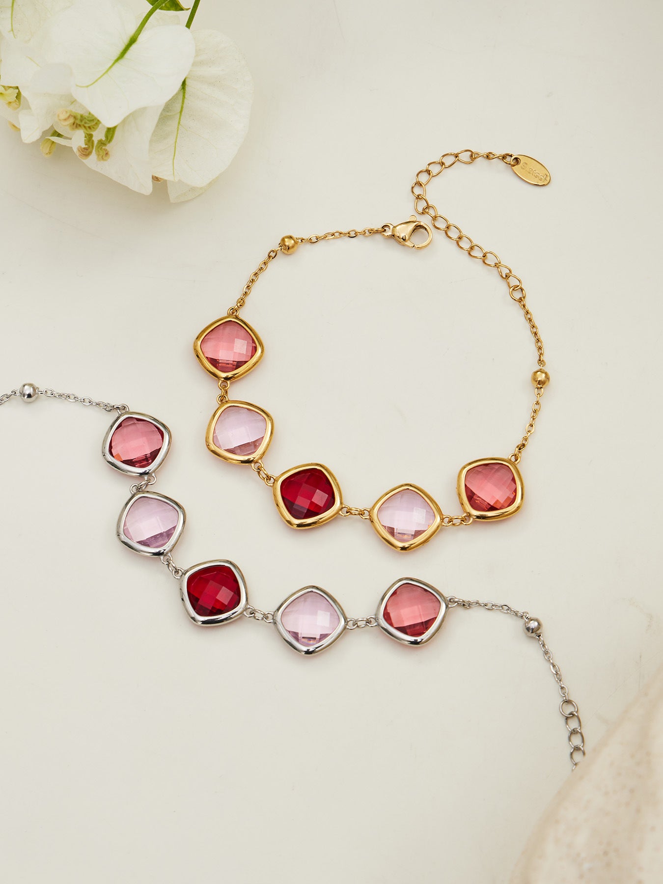 Modern Geometric Glass Jewelry | Stainless Steel Necklaces, Bracelets & Earrings