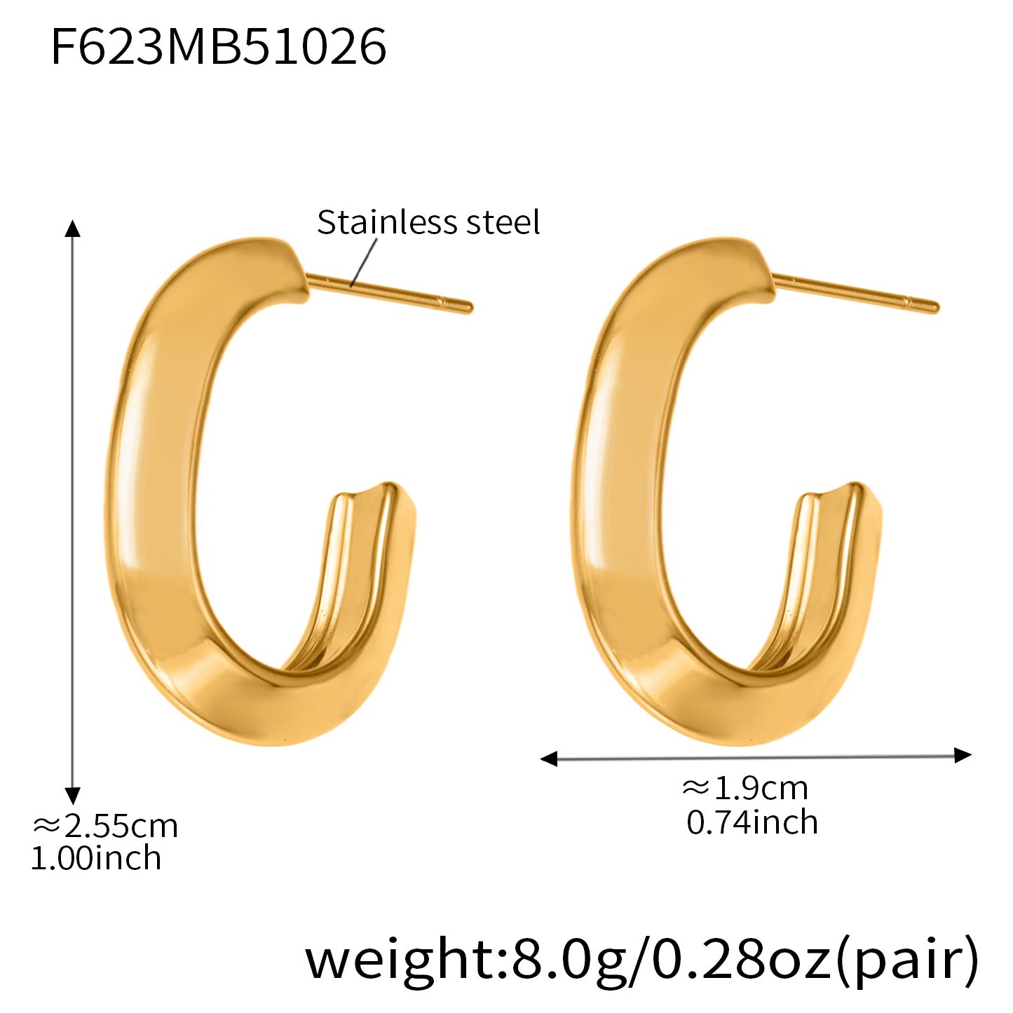 Stainless Steel Oval Hoop Earrings – Minimalist Polished Metal Huggie Earrings for Women, Fashion Statement Jewelry