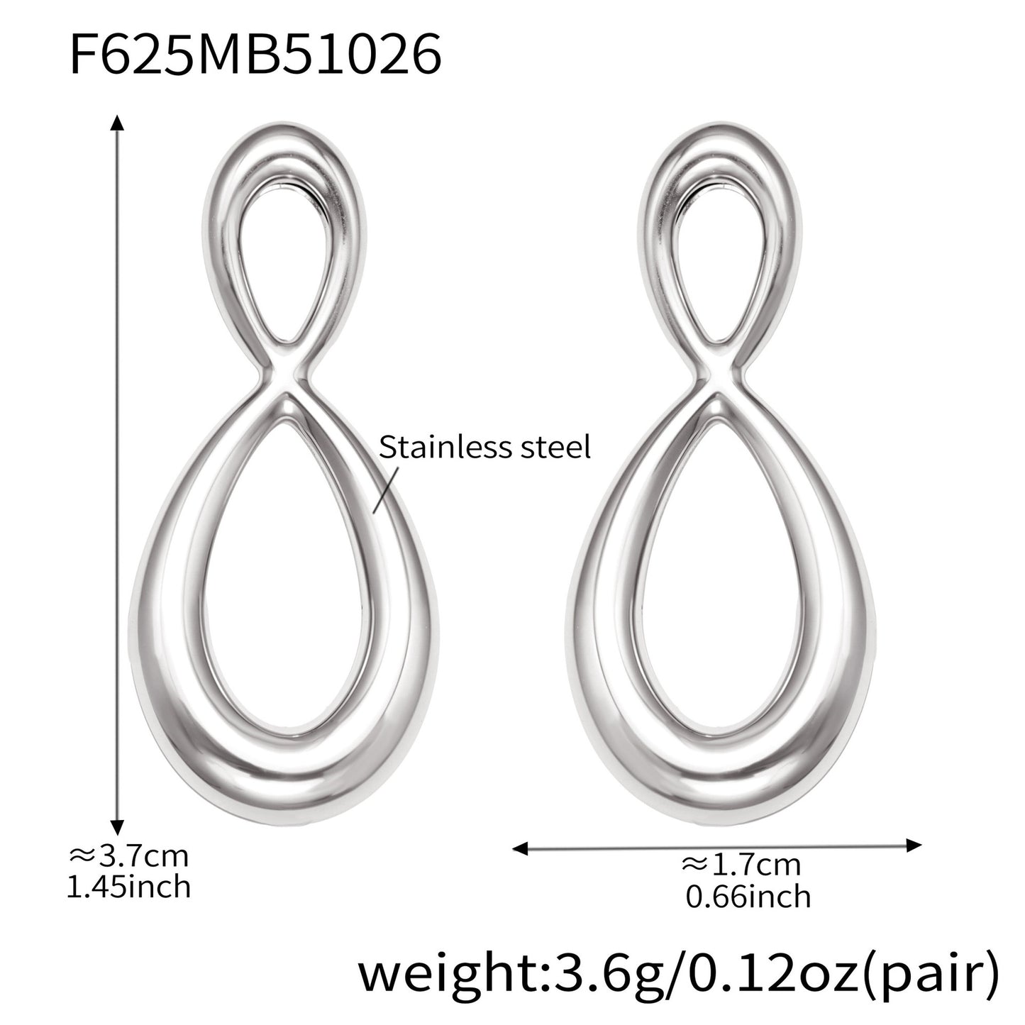 Stainless Steel Retro Geometric Earrings | Figure-8 & Square Shaped Minimalist Hoop Earrings | High-End Fashion Jewelry