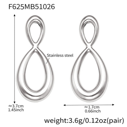 Stainless Steel Retro Geometric Earrings | Figure-8 & Square Shaped Minimalist Hoop Earrings | High-End Fashion Jewelry