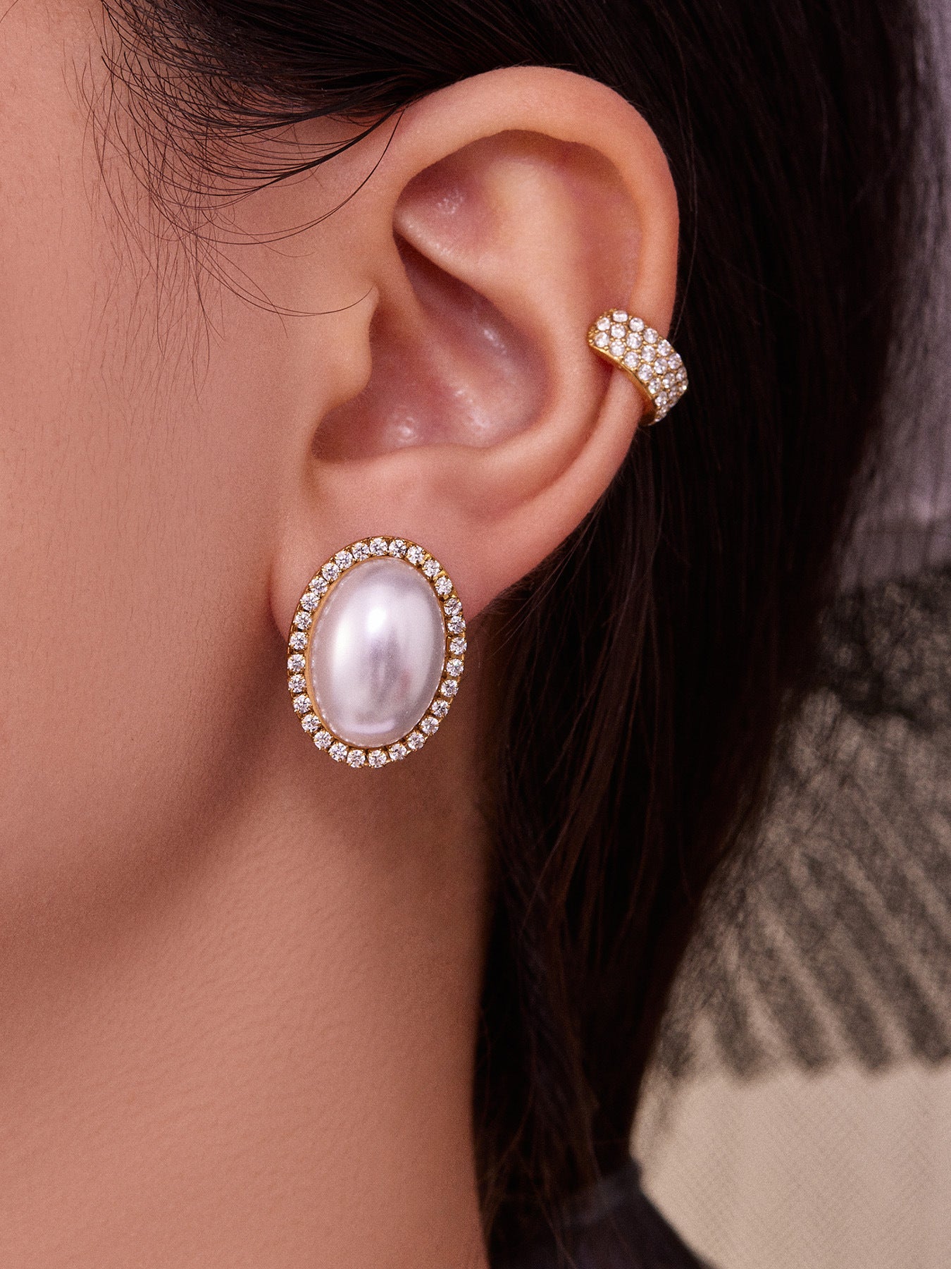 Stainless Steel Oval Pearl Zircon Earrings – Elegant Minimalist Drop Earrings for Women | High-End Fashion Jewelry