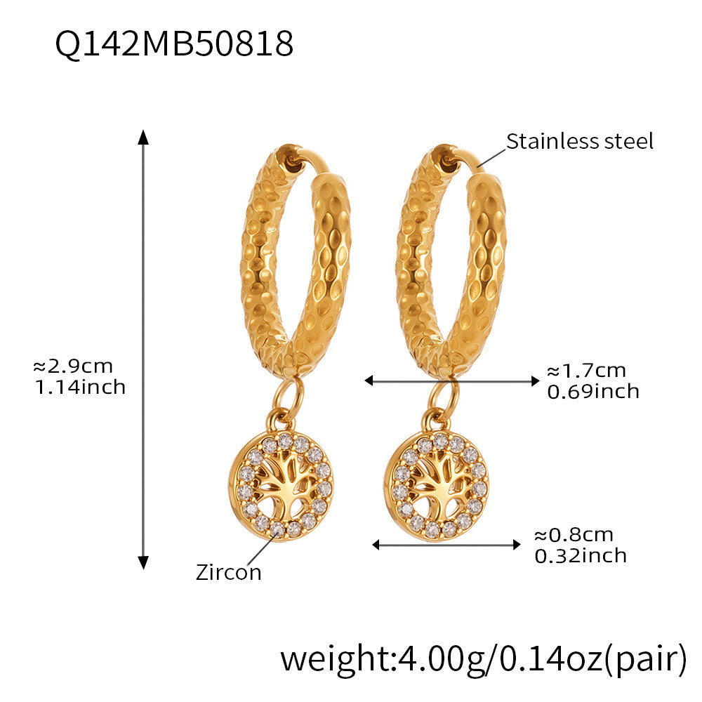 Stainless Steel Zircon Hoop Earrings Set – Creative Fashion Huggie Hoop Dangle Earrings | High-Quality Plated Jewelry