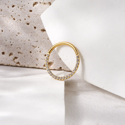 Implant Grade ASTM F136 Titanium CZ Hinged Segment Ring Nose Hoop Ear Cartilage Clicker Piercing Jewelry 16G