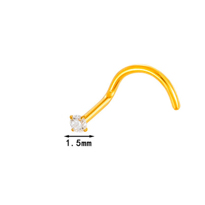 G23 Titanium Nose Stud with Zircon | F136 S-Bar Internally Threaded Nose Piercing Jewelry