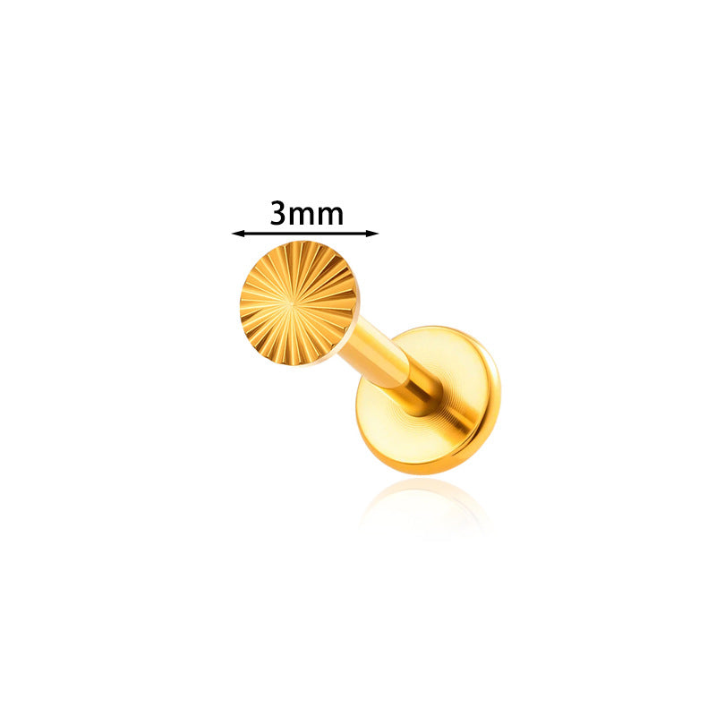 ASTM F136 Titanium Sun Threadless Labret Stud – Push Pin Flat Back Cartilage & Lip Piercing