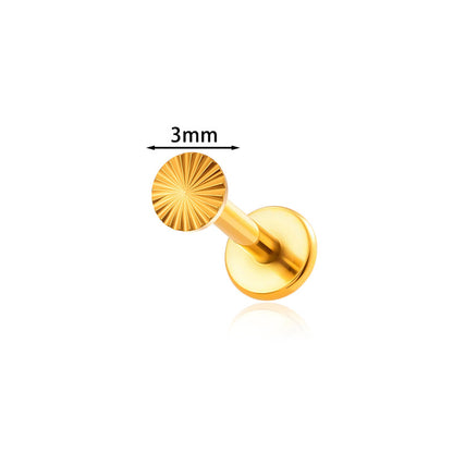 ASTM F136 Titanium Sun Threadless Labret Stud – Push Pin Flat Back Cartilage & Lip Piercing