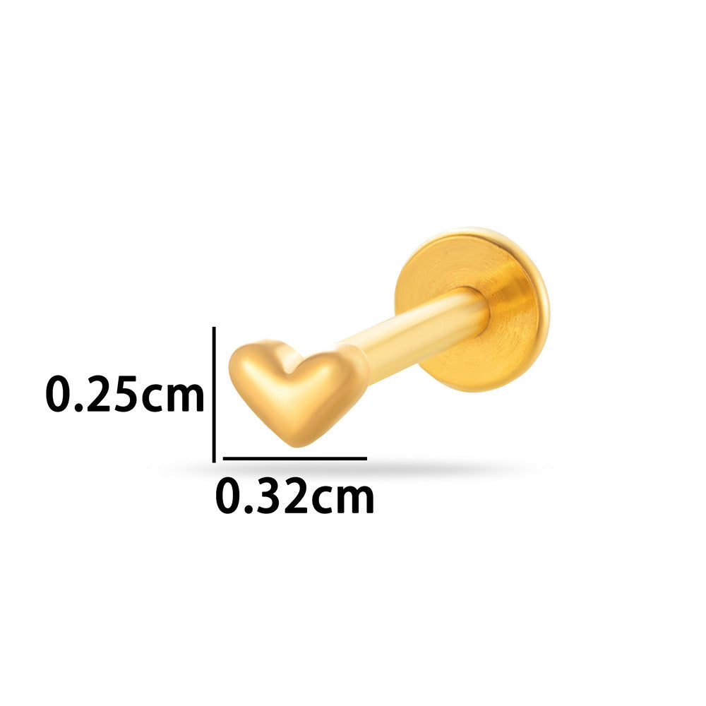 F136 Titanium Internally Threaded Cartilage Stud – Heart, Butterfly, Rocket, Bone, Smiley Face Designs | Hypoallergenic Piercing Jewelry