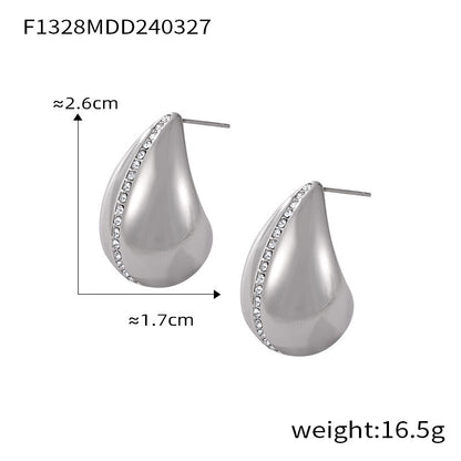 Waterdrop Glass Stone Stainless Steel Stud Earrings – Modern Elegant Hypoallergenic Fashion Earrings