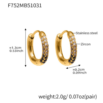 Luxury Minimalist Geometric Hoop Earrings with Micro Inlay Cubic Zirconia | Fashion Jewelry Set