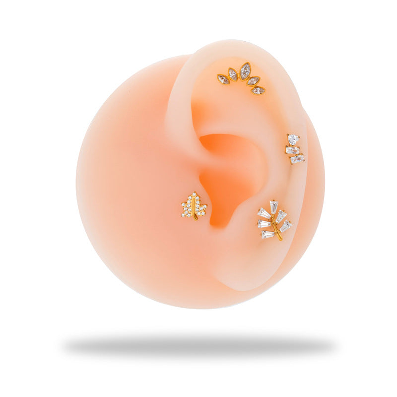 G23 Titanium Internally Threaded CZ Cartilage Stud Earrings – Hypoallergenic, Fashion Piercing Jewelry for Helix, Tragus, Conch, and Lobe