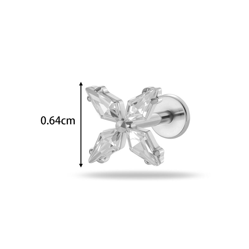 G23/F136 Titanium Zircon Piercing Studs | Internally Threaded Lip Labret & Cartilage Jewelry for Sensitive Skin