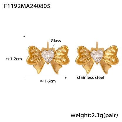 Stainless Steel Butterfly Earrings Rhinestone & Glass Stone Fashion Earrings