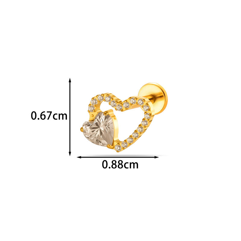 G23/F136 Titanium Internal Thread Lip & Cartilage Studs – Heart, Cross & 10 Classic Designs | Gold & Silver