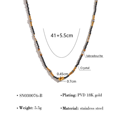 18K Gold Plated Titanium Steel Colored Bead Dopamine Necklace | Stylish Fashion Jewelry