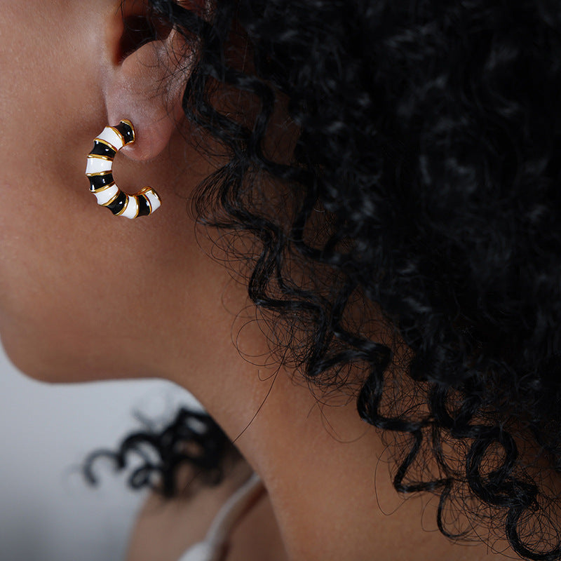 Enamel Twist Knot Hoop Earrings | Stainless Steel Colorful Drop Oil Earrings