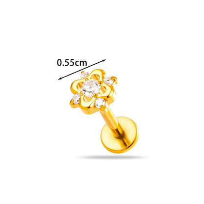 Titanium Labret Stud for Lip & Cartilage Piercing – CZ Flat Back Jewelry (Implant Grade ASTM F136)