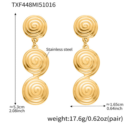8-Shaped Twist Pendant Necklace & Stud Earrings Set - Gold Stainless Steel Jewelry
