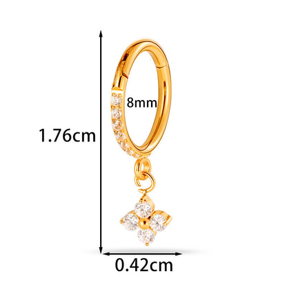 F136 Titanium Zircon Star & Moon Dangle Cartilage Piercing | Lip & Ear Jewelry | Hypoallergenic & Stylish