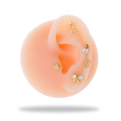 G23 Titanium Internally Threaded CZ Cartilage Stud Earrings – Butterfly, Letter, Sun & Other Shapes – Hypoallergenic Body Piercing Jewelry for Helix, Tragus, Conch