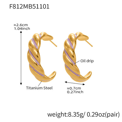 Stainless Steel Spiral Drop Earrings with Enamel Drip – Modern Colorful Twist Hoop Earrings for Women | WANTI Jewelry